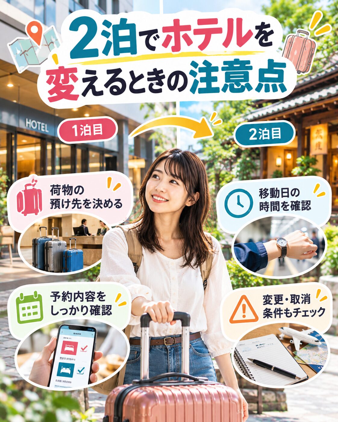 2泊でホテルを変えるときの注意点