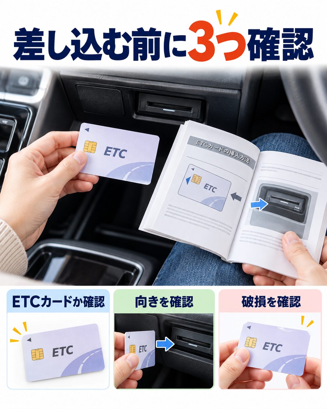ETCカードの種類と差し込む向きを確認する