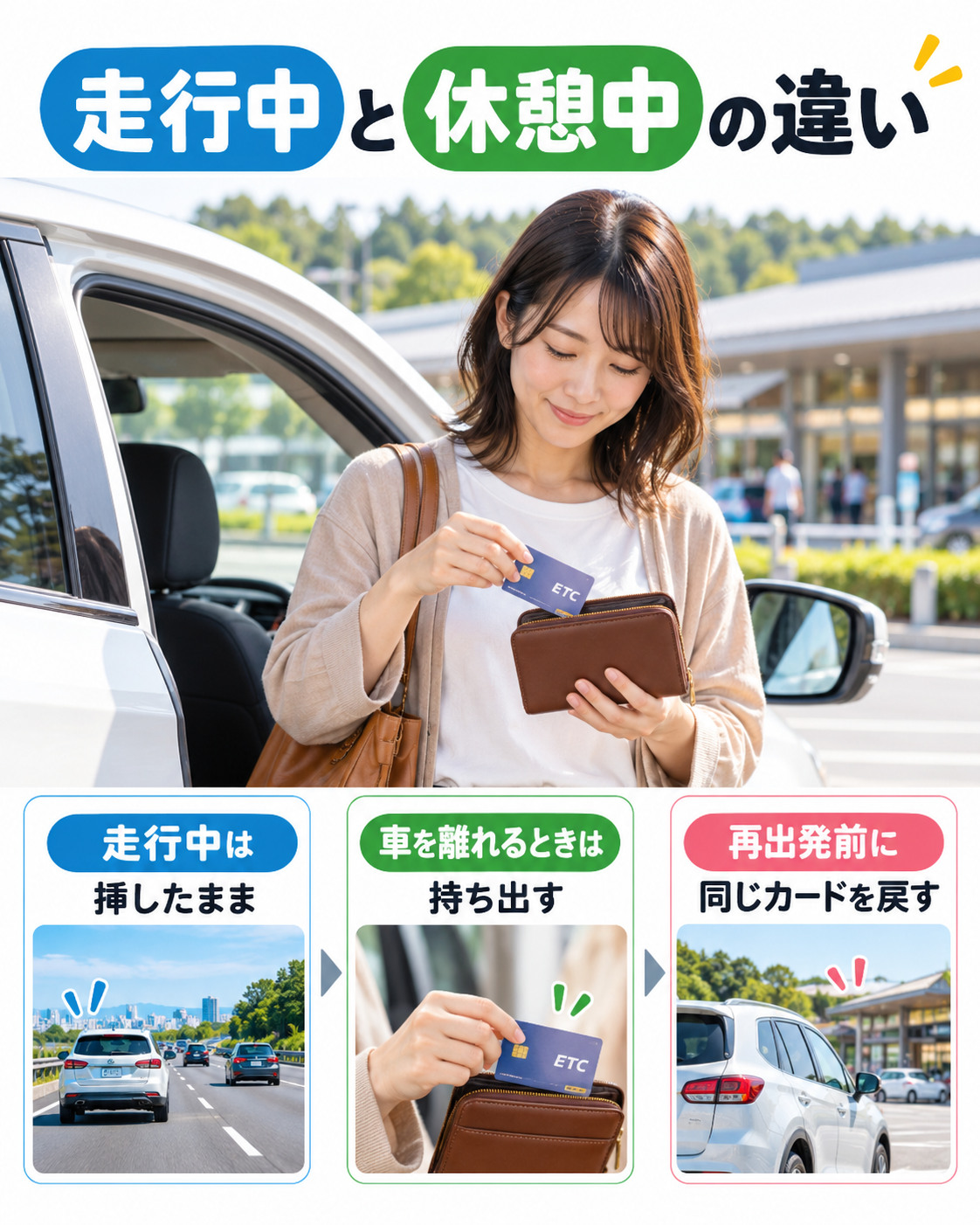 ETCカードは差しっぱなしでいい？走行中・休憩中の扱い