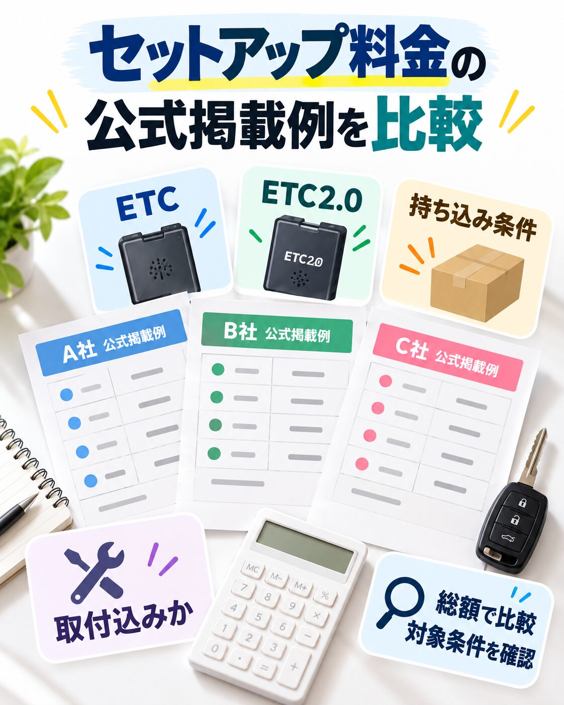 セットアップ料金の公式掲載例を比較