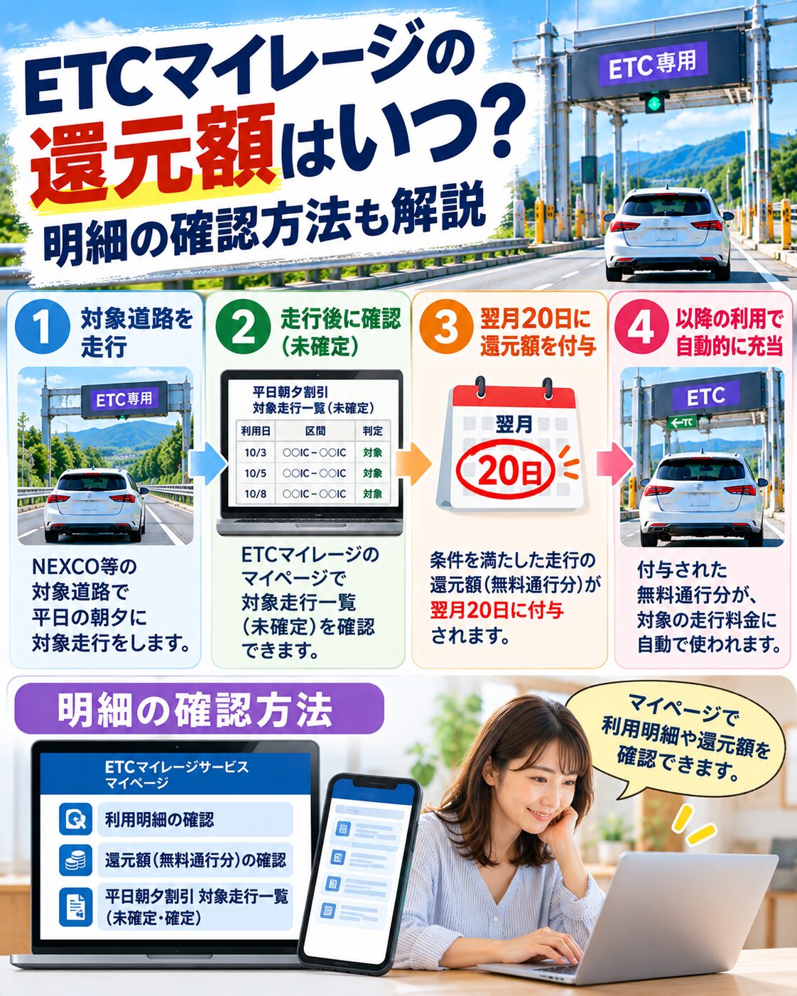 還元額はいつ?明細の確認方法
