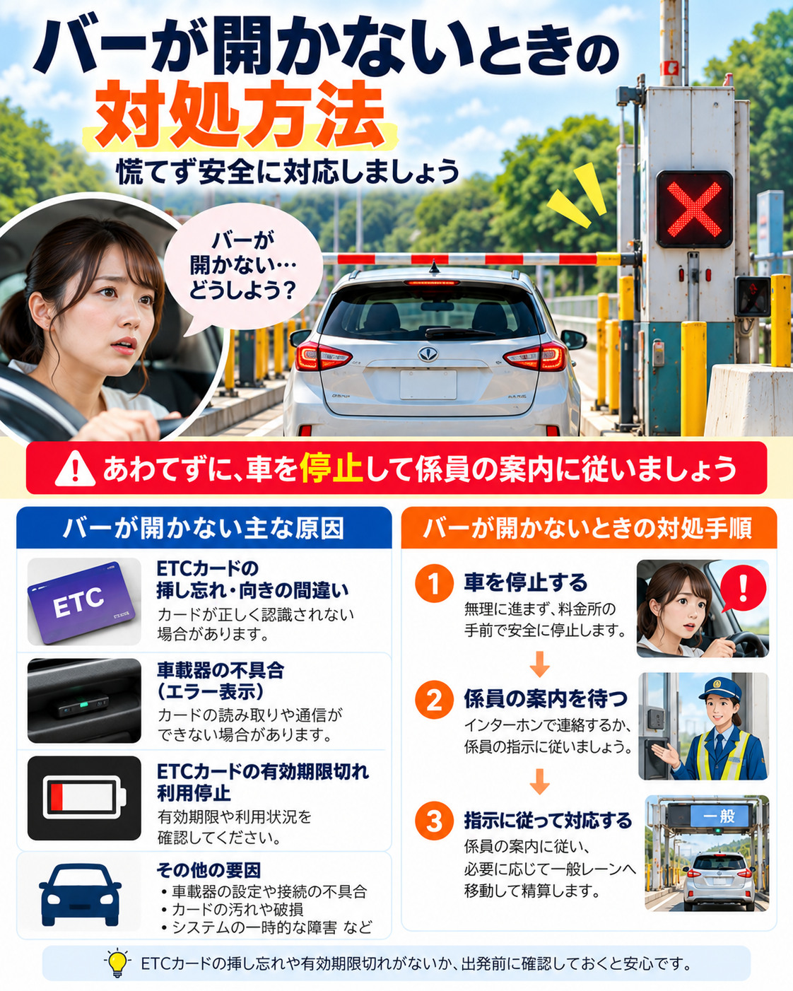 バーが開かない・カードが認識されないときの対応