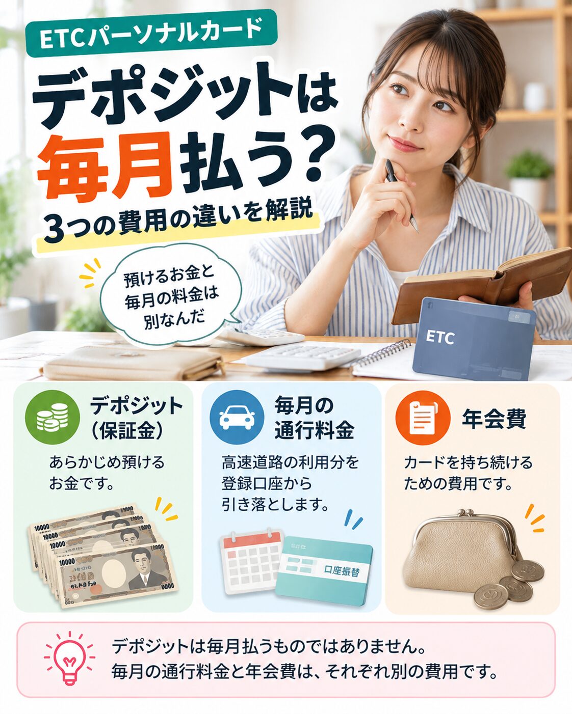 デポジットは毎月払う？費用の違い