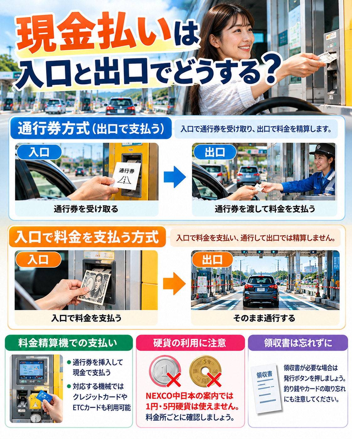 現金払いは入口と出口でどうする?
