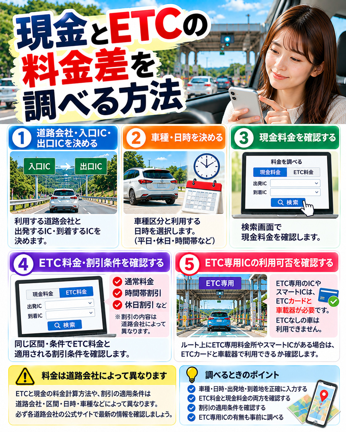 現金とETCの料金差を調べる方法