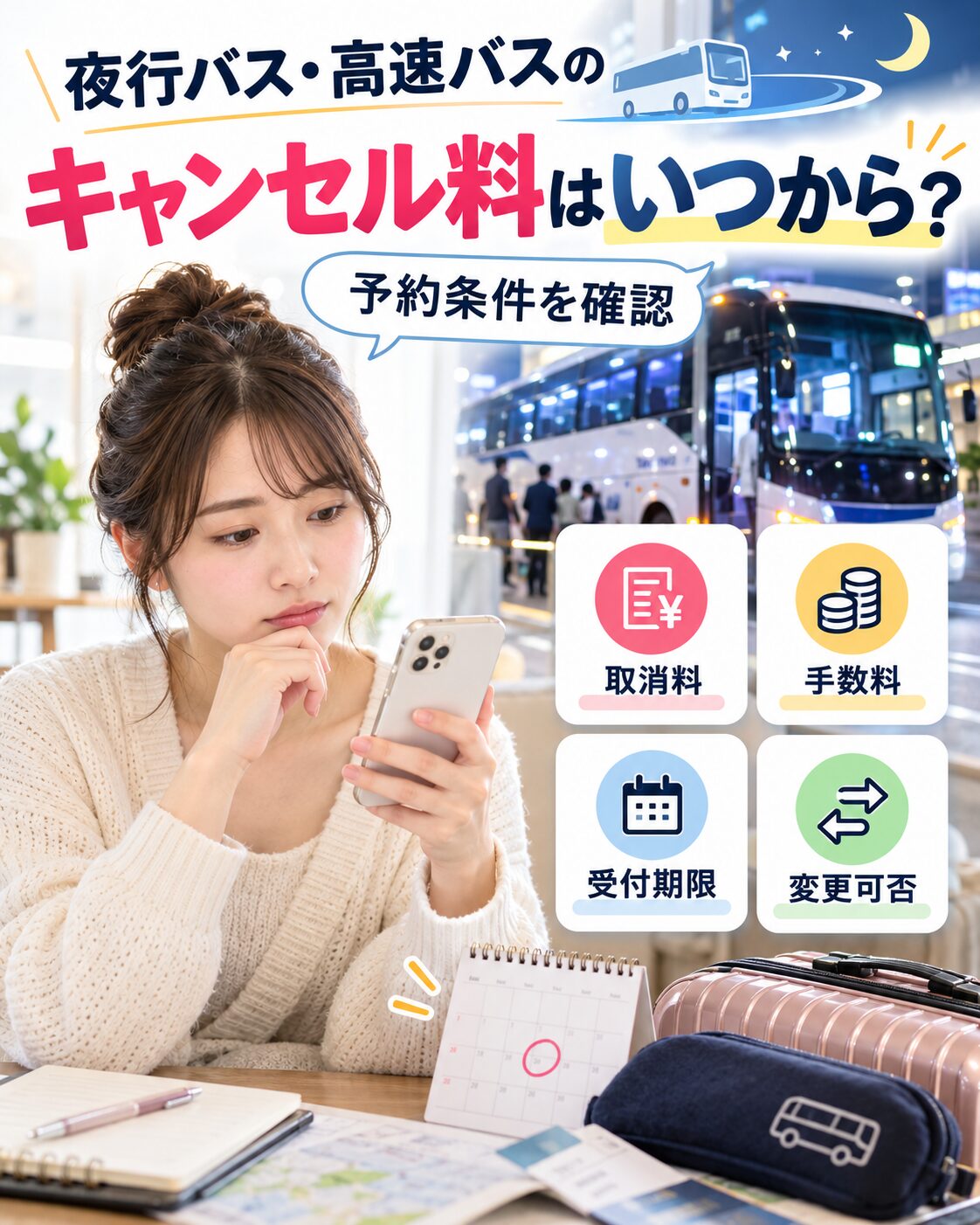 夜行バス・高速バスのキャンセル料はいつから?