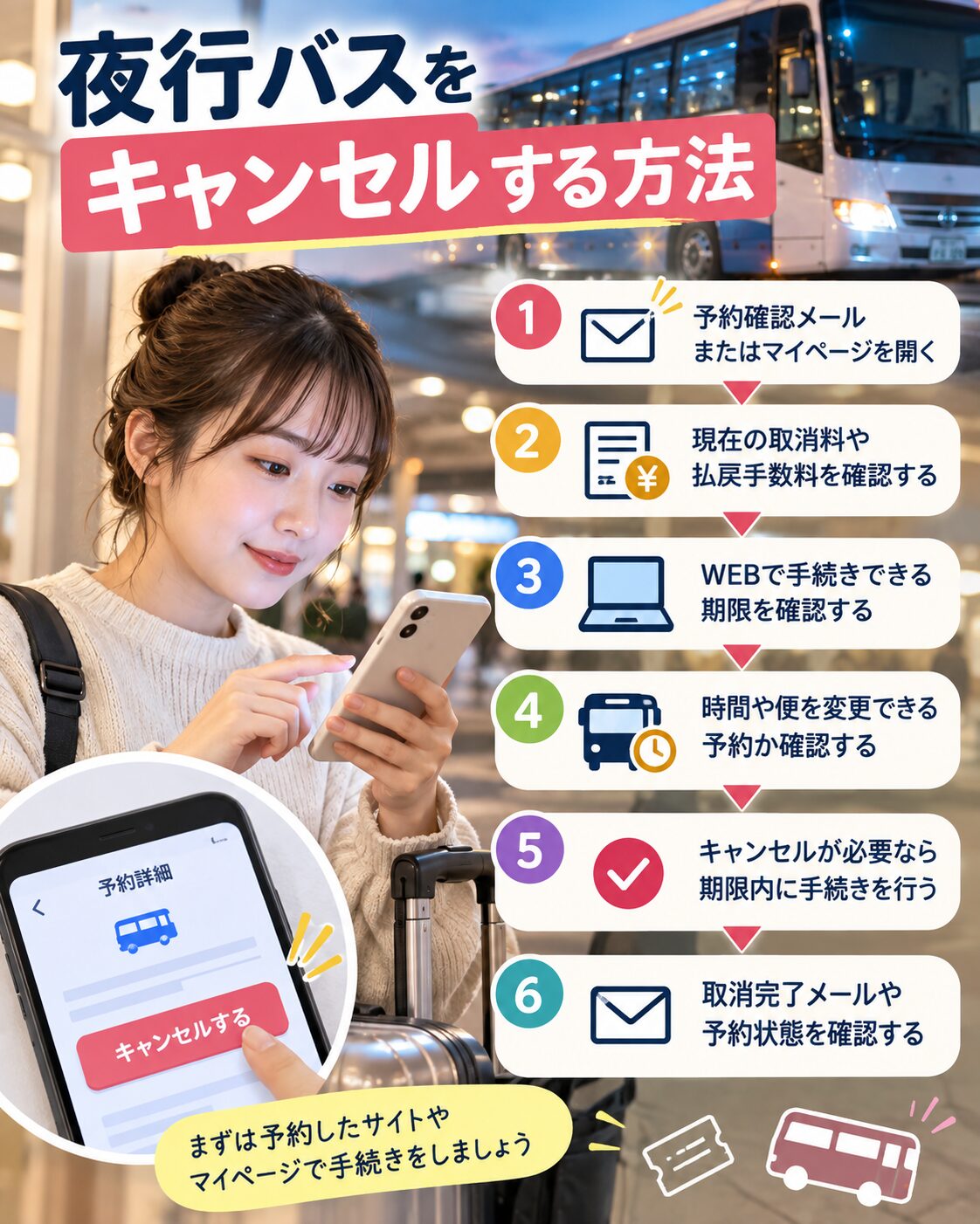 夜行バスをキャンセルする方法