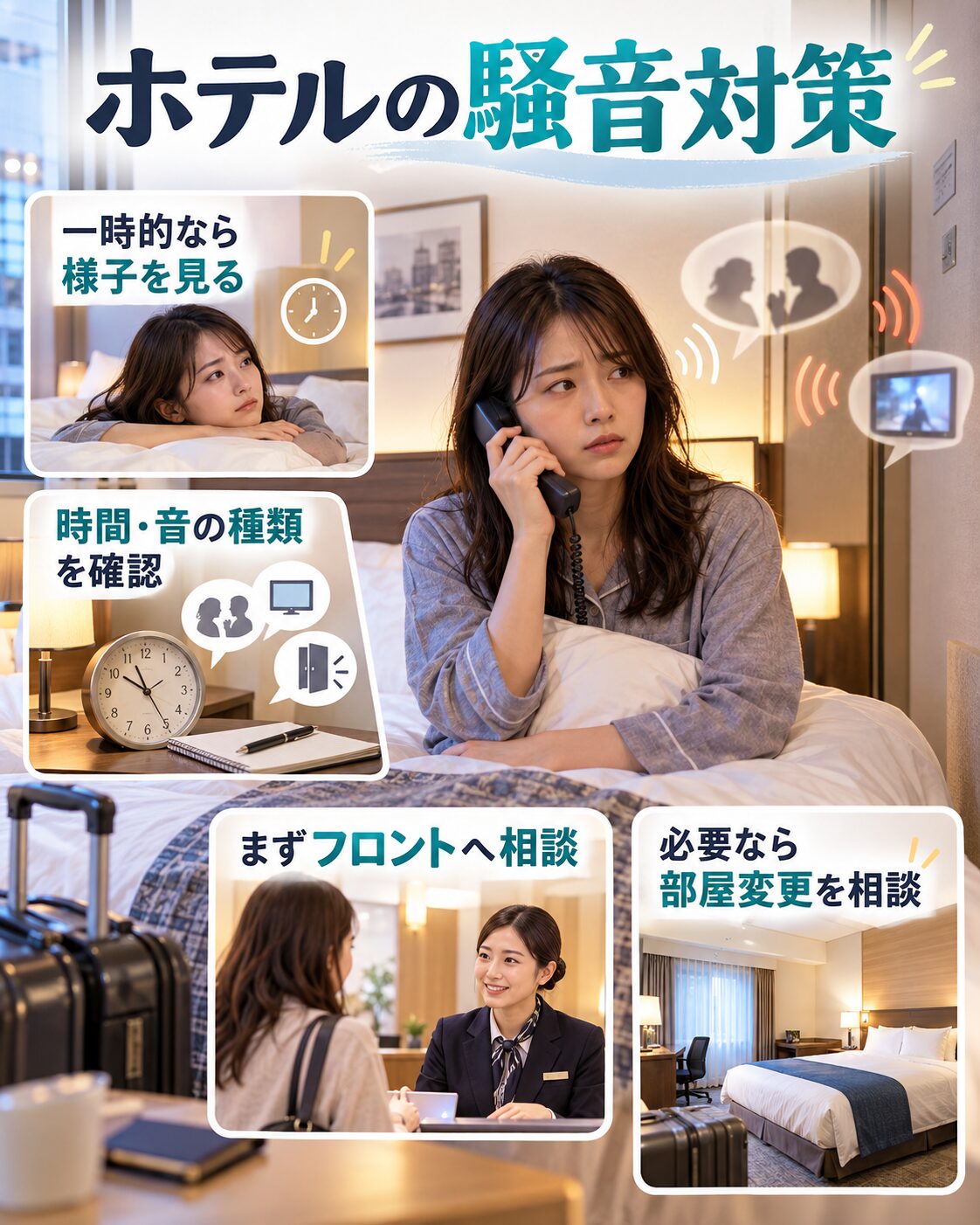 ビジネスホテルで騒音が気になるときの対処
