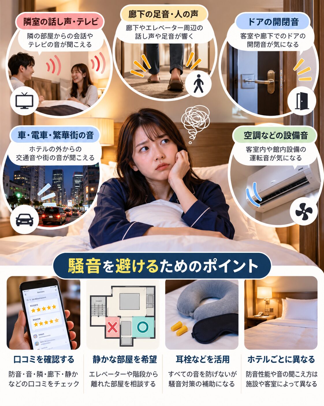ビジネスホテルの防音と騒音を避ける方法