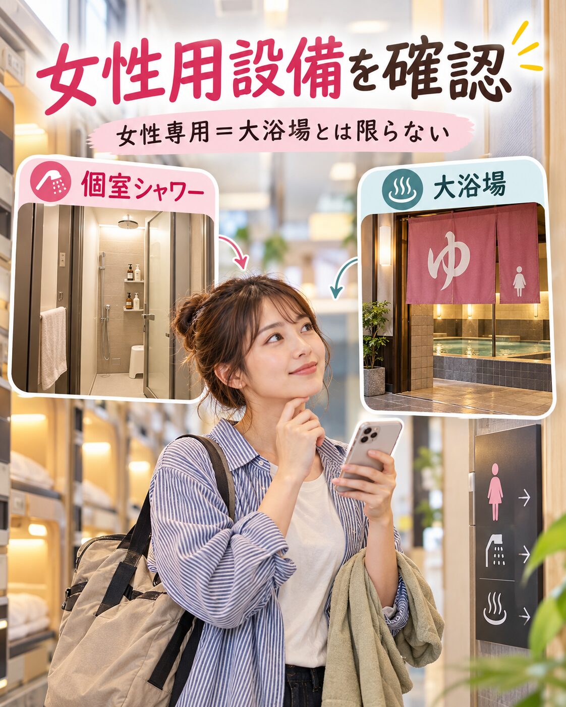 女性は個室シャワーの場合も