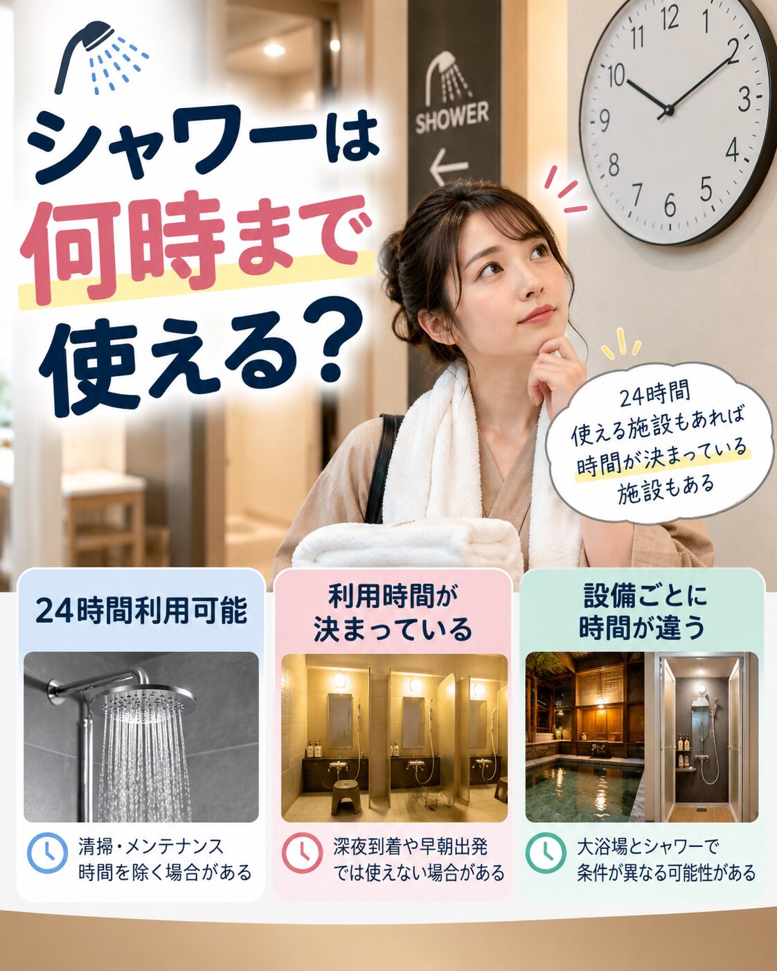 シャワーは何時まで使える?