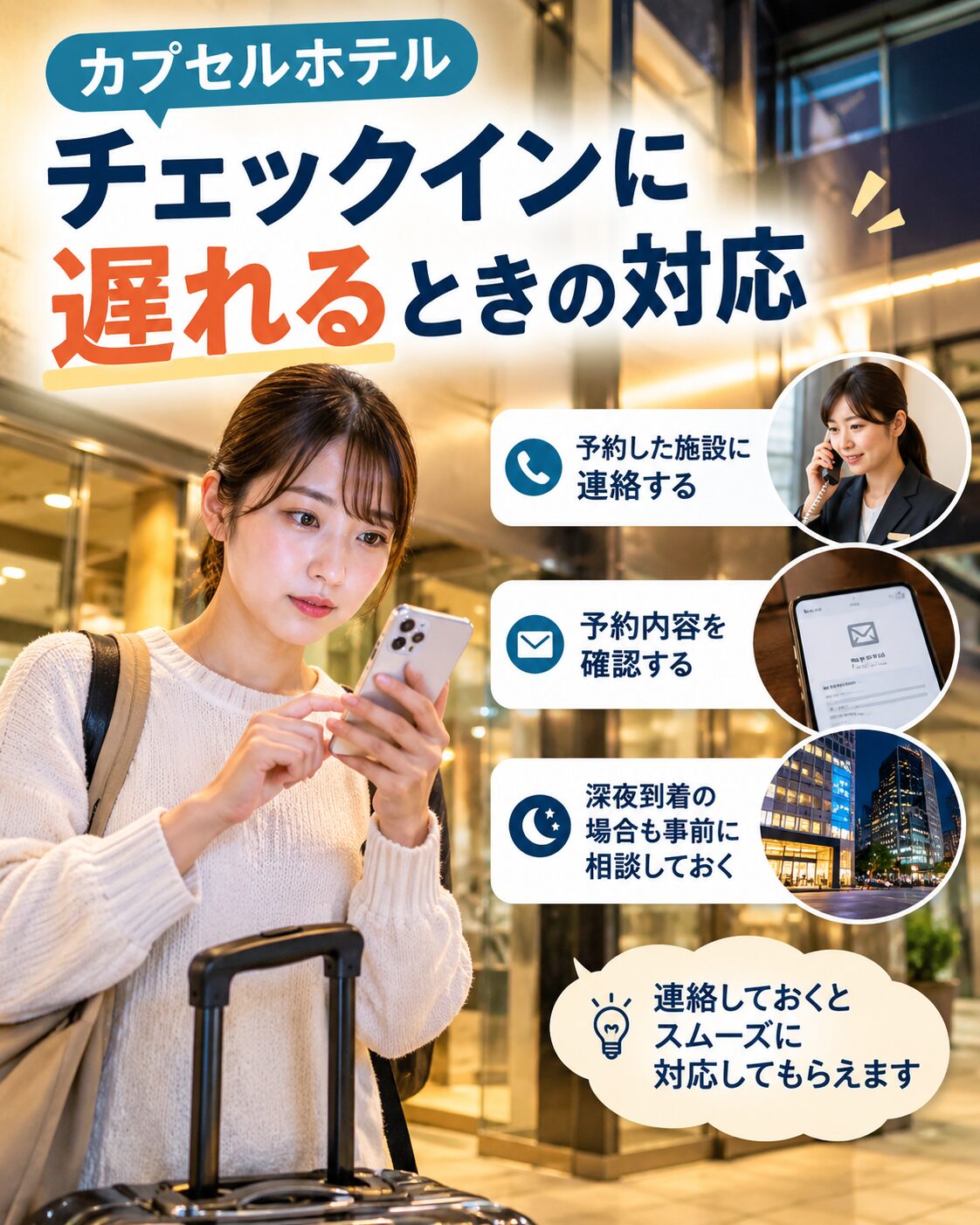 チェックインに遅れるときの対応