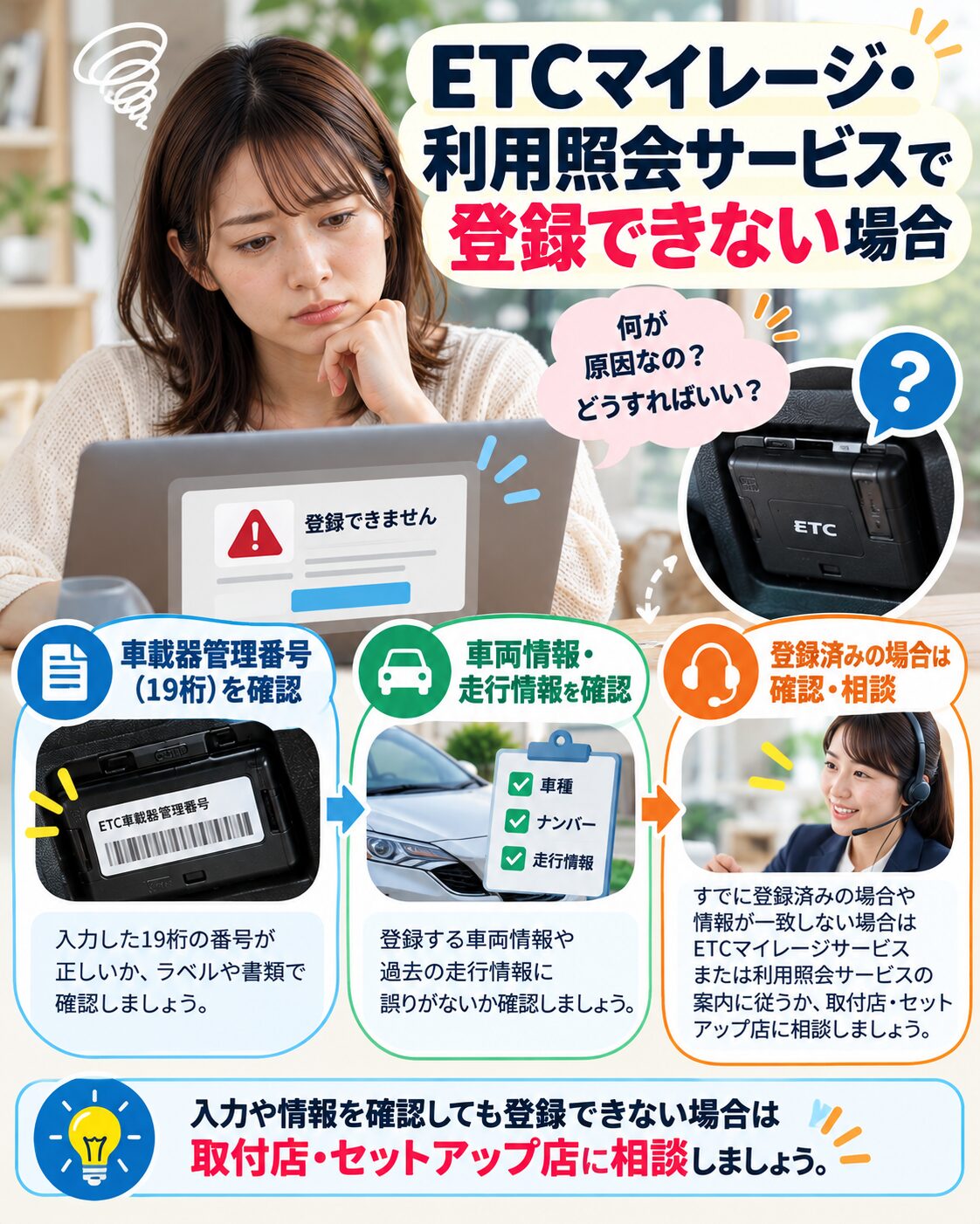 ETCマイレージサービスで登録できない場合
