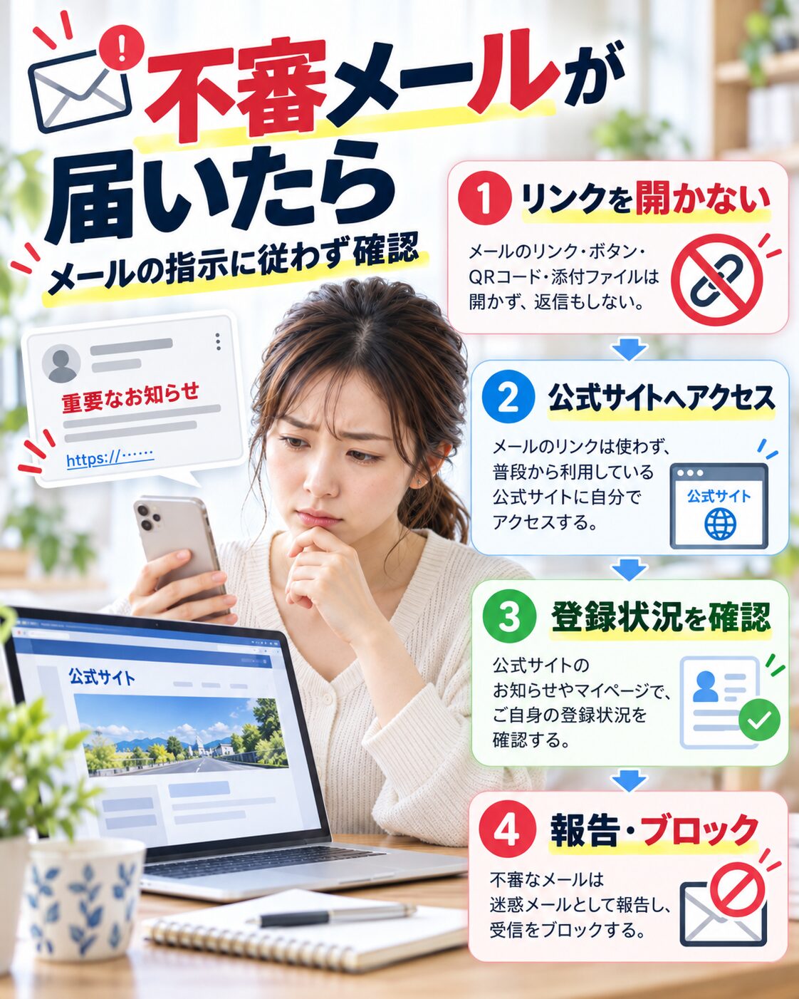 不審なメールが届いたときの確認手順