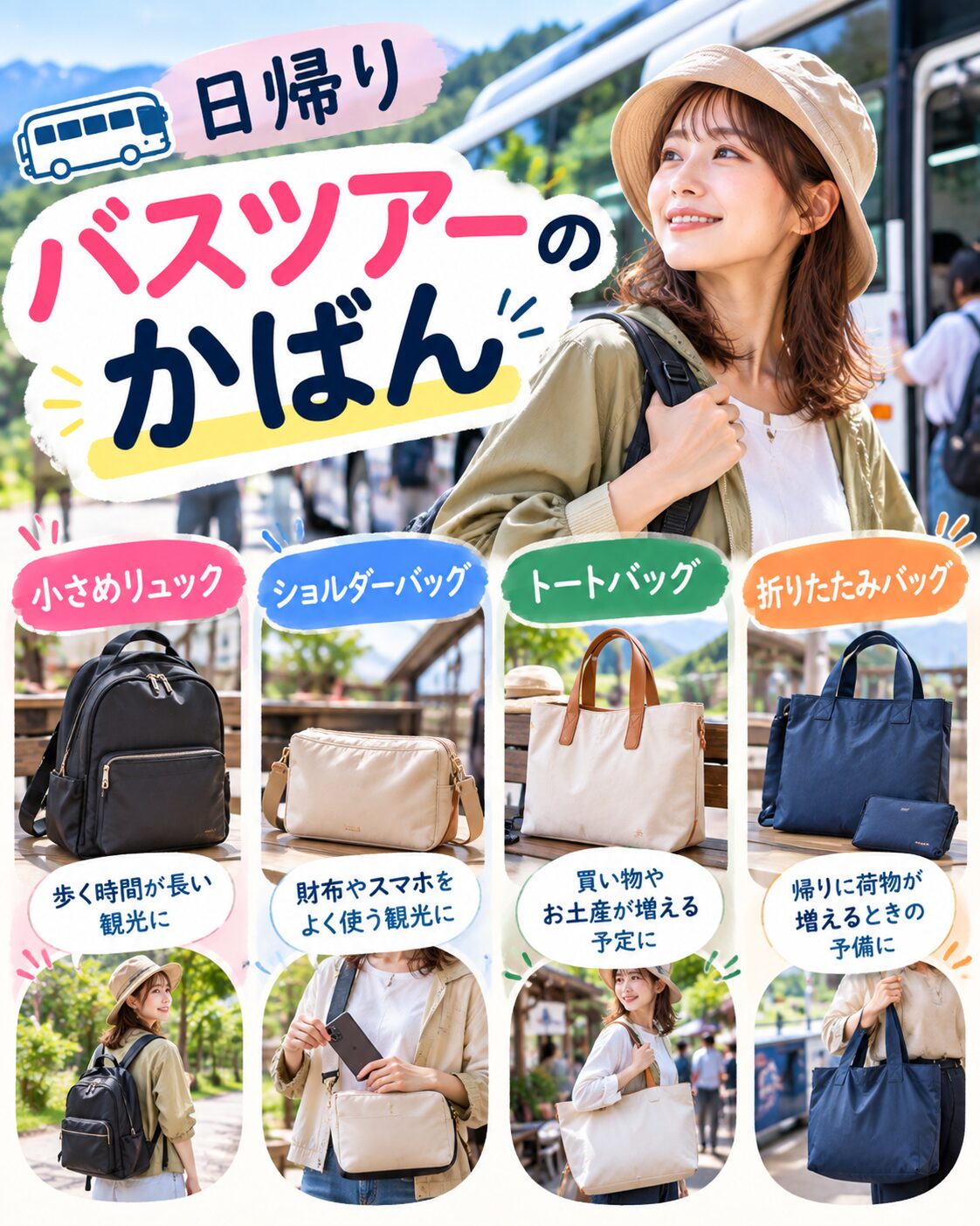 日帰りバスツアーのかばん