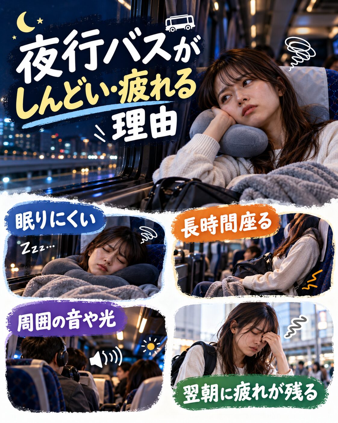 夜行バスがしんどい・疲れる理由