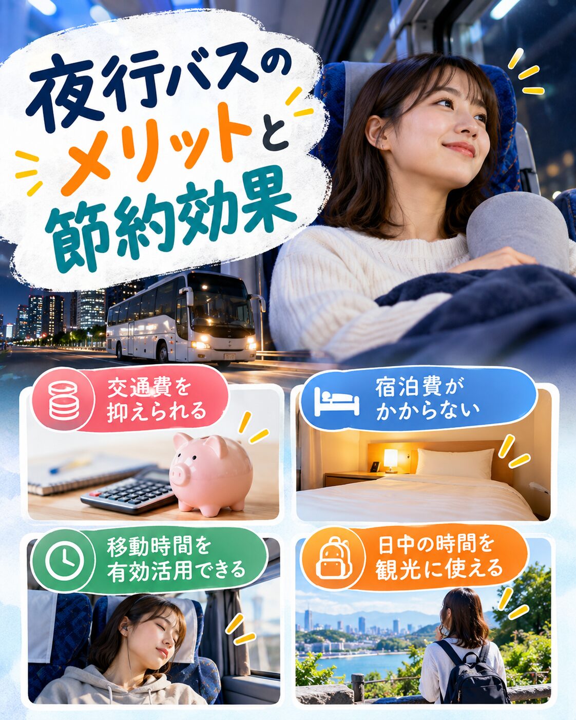 夜行バスのメリットと節約効果