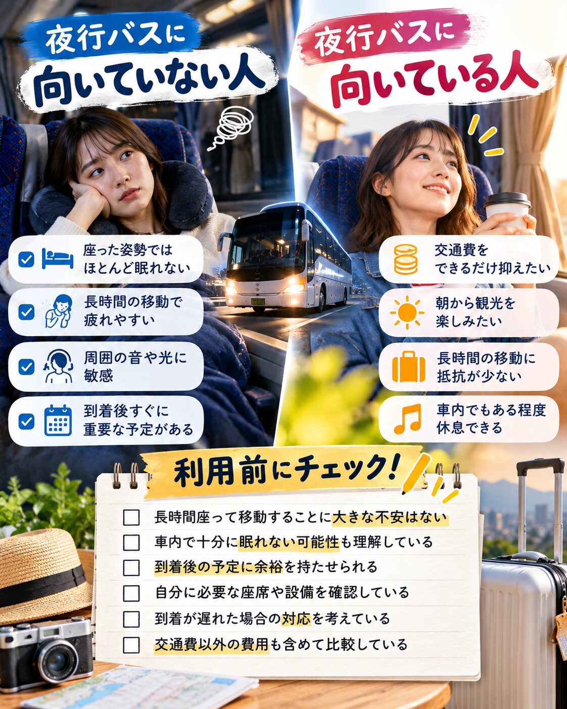 夜行バスに向いていない人の特徴