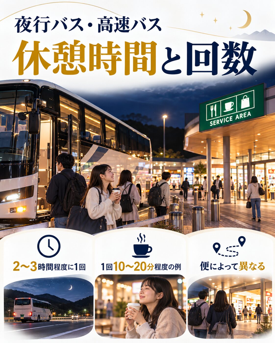 夜行バス・高速バスの休憩時間と回数