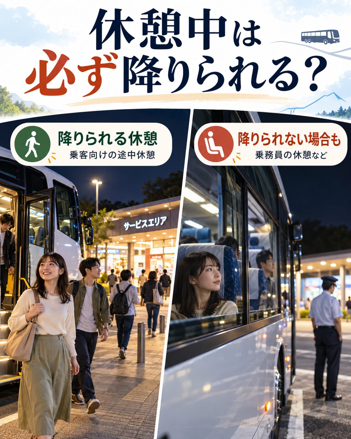 休憩中は必ず降りられる?