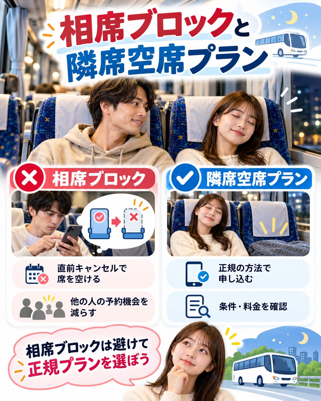 相席ブロックと隣席空席プラン