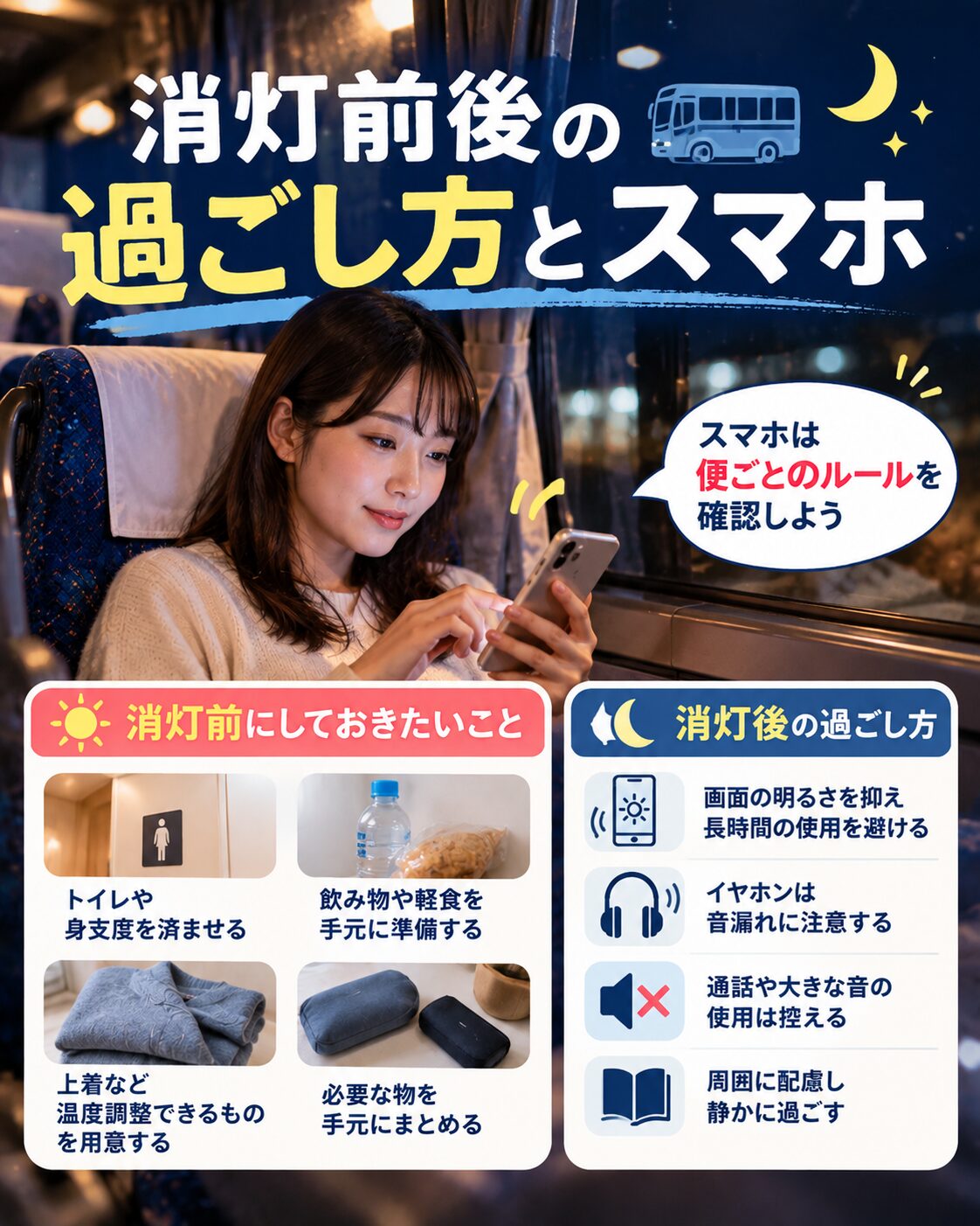 消灯前後の過ごし方とスマホ
