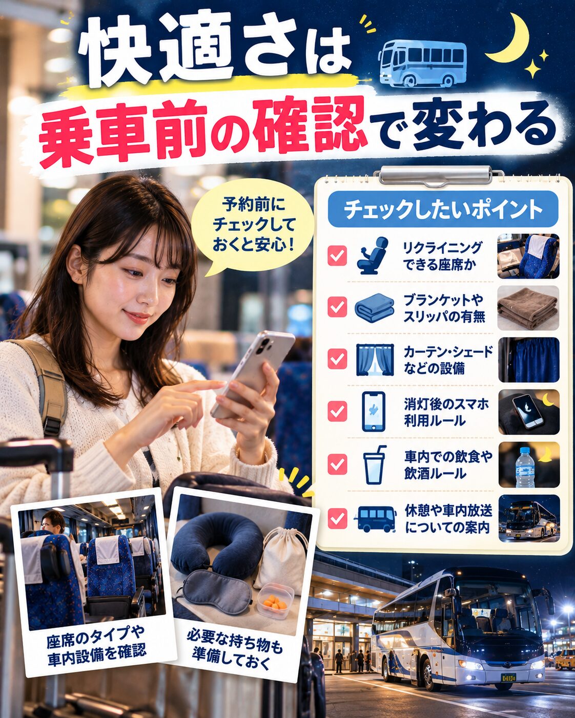 快適さは乗車前の確認で変わる