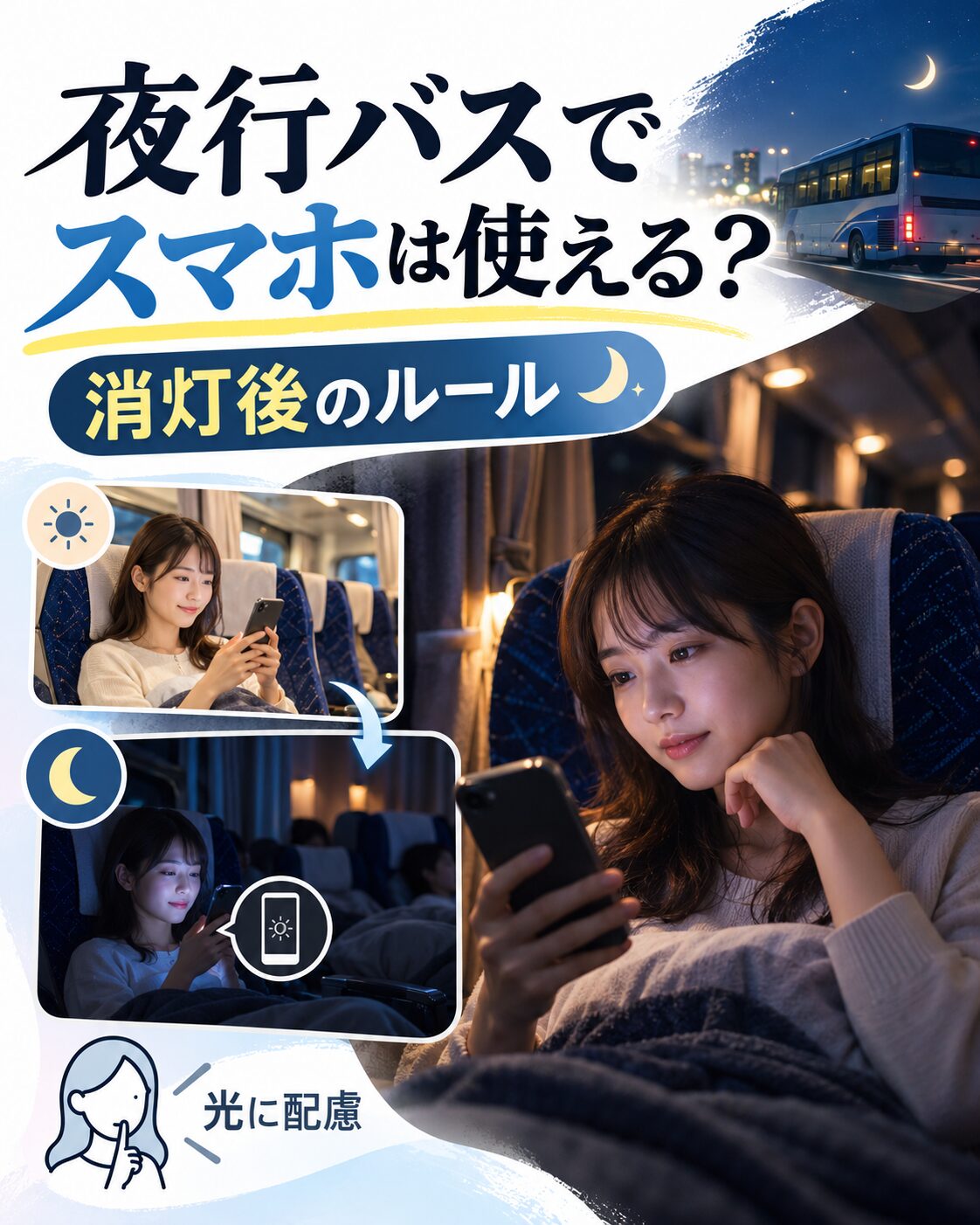 夜行バスでスマホは使える?消灯後のルール