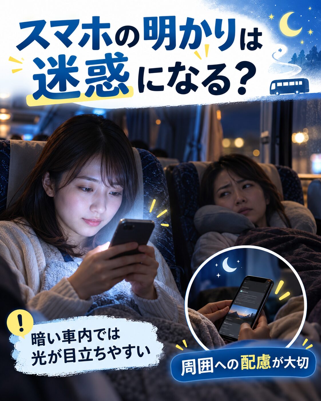 スマホの明かりは迷惑になる?