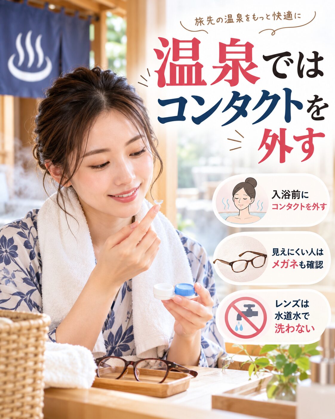 温泉でコンタクトは外すのが基本