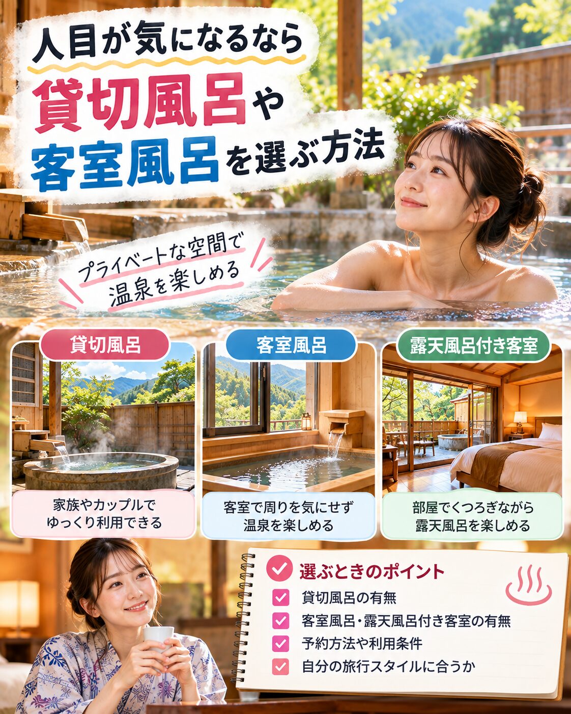 貸切風呂や客室風呂を選ぶ方法
