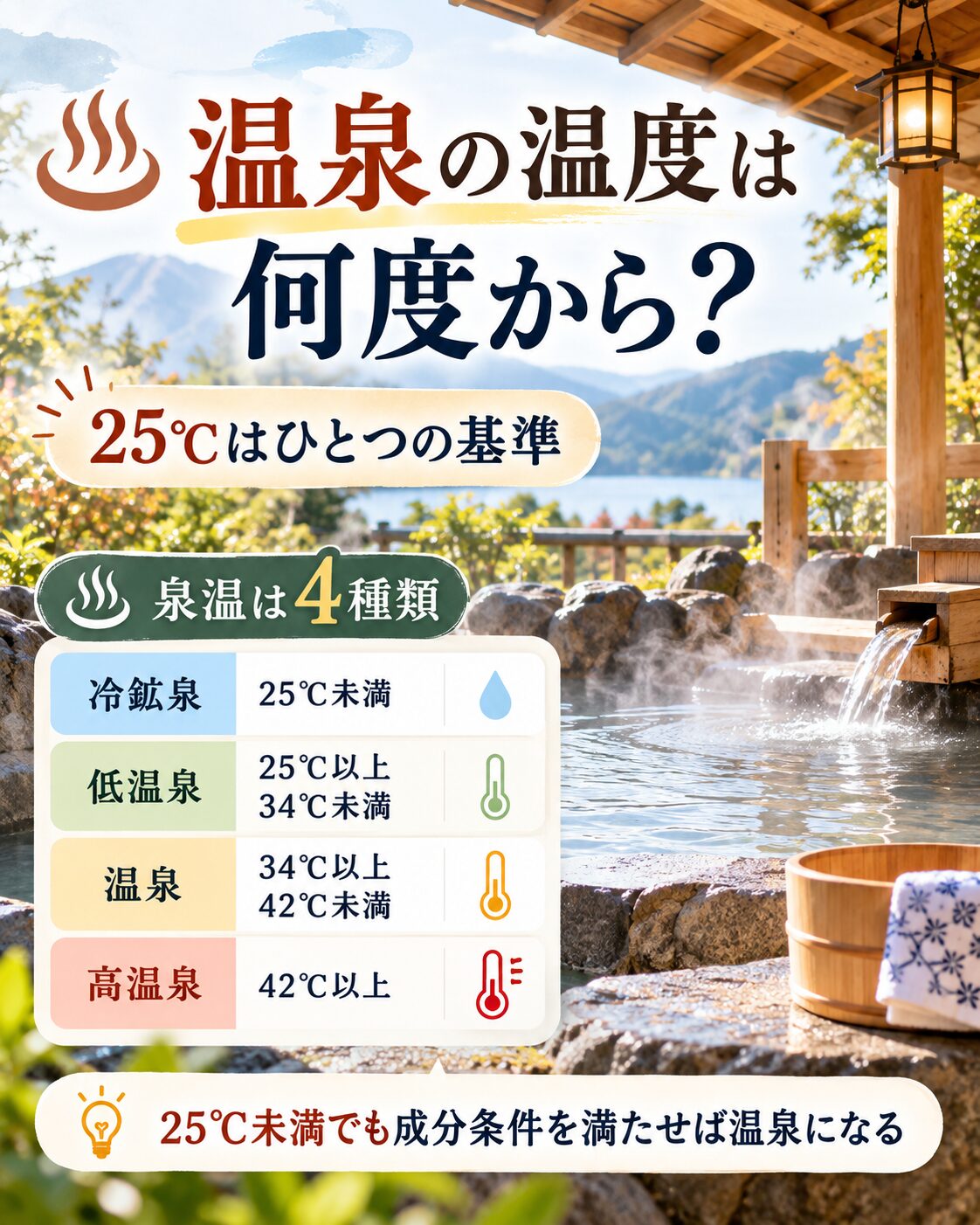 温泉の温度は何度から?基準と分類
