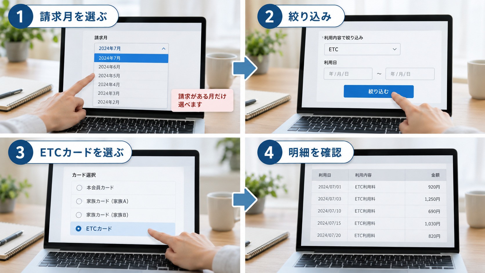 ETCカード分だけ絞り込む方法