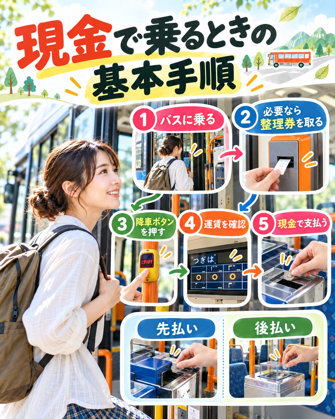 現金で乗るときの基本手順