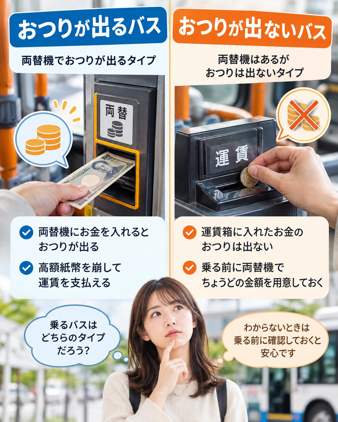 おつりが出るバスと出ないバス