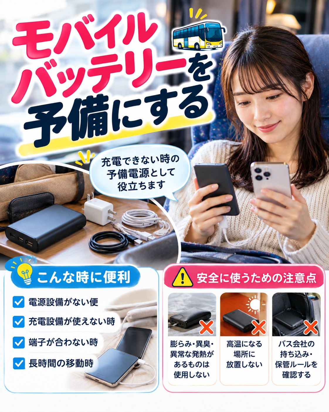 モバイルバッテリーを予備にする