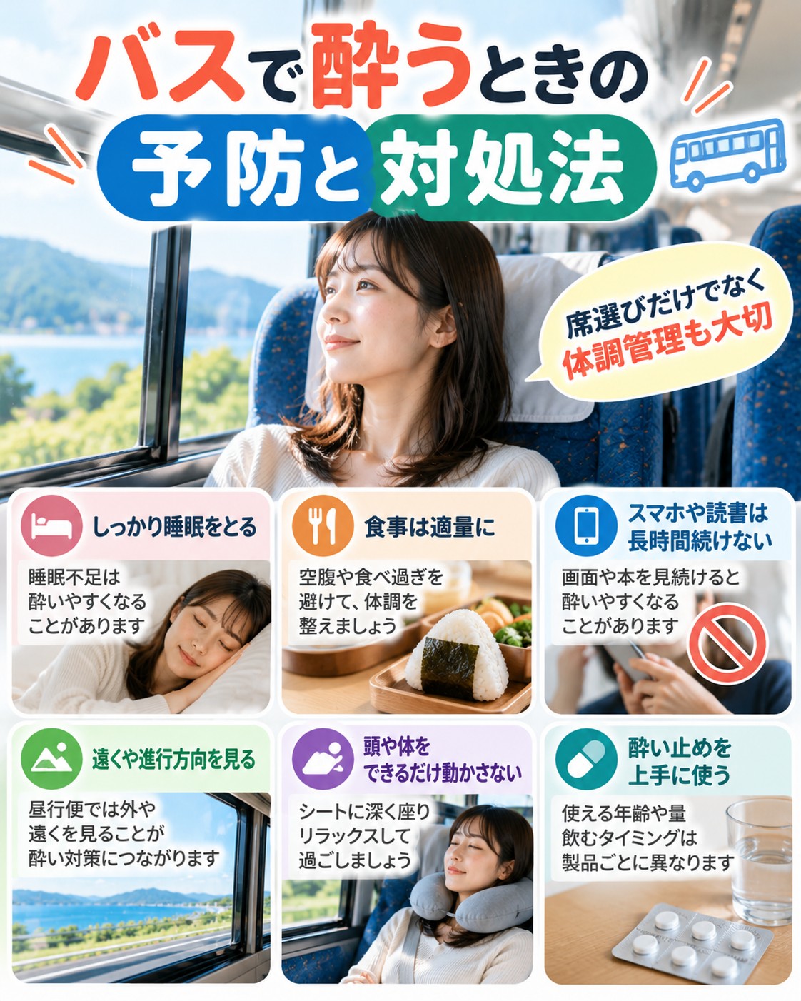 バスで酔うときの予防と対処法