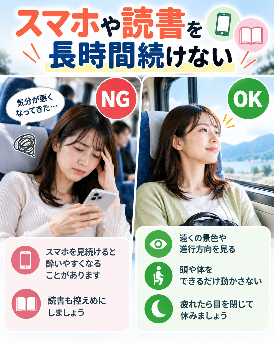 スマホや読書を長時間続けない