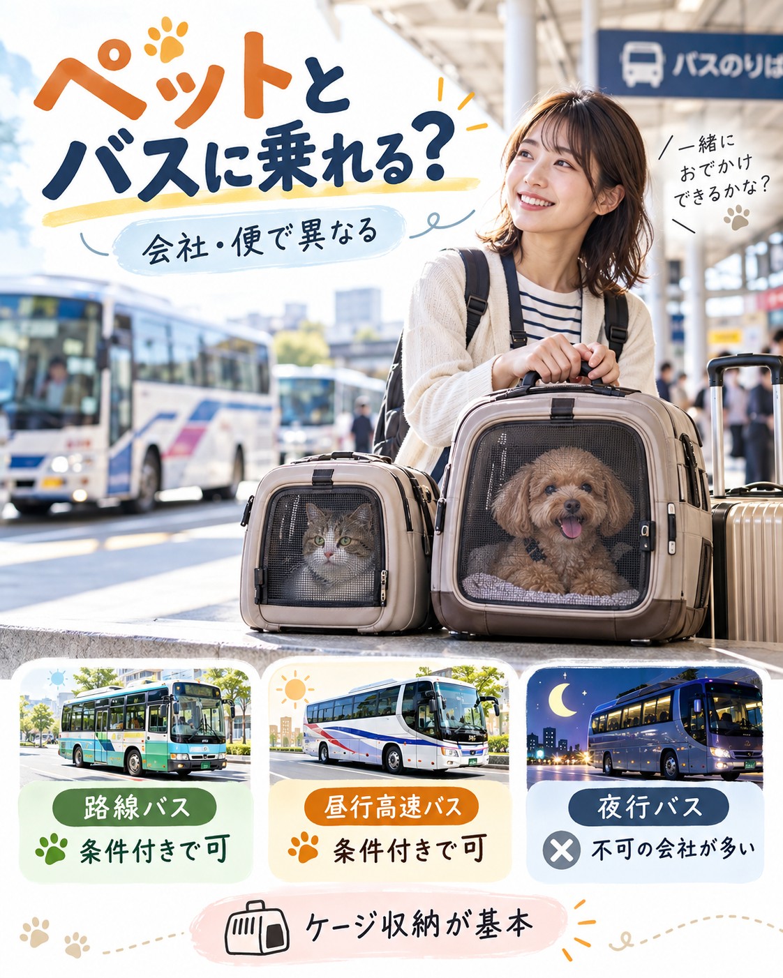 バスに犬・猫などのペットは乗れる?