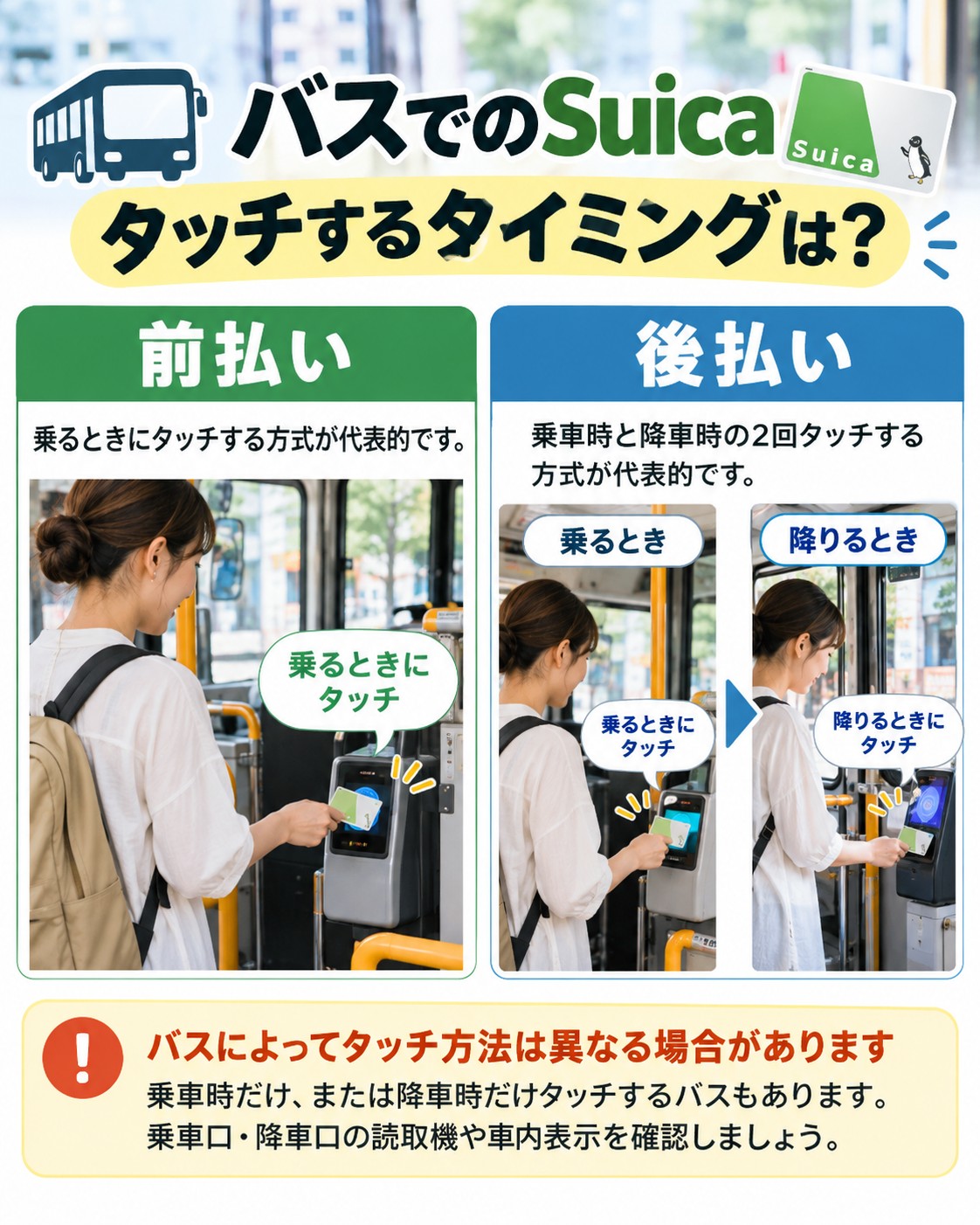 前払いは乗るときにタッチ