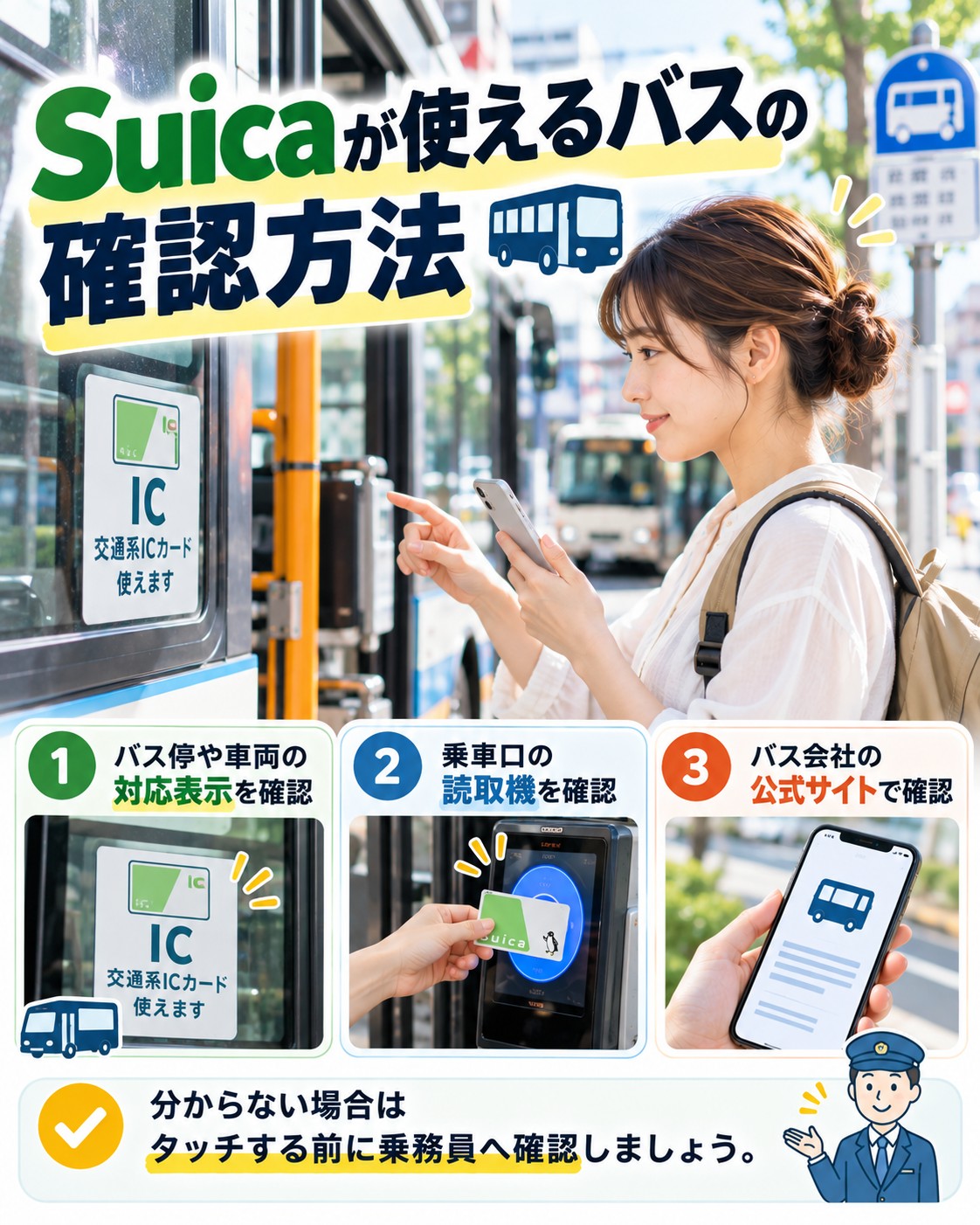 Suicaが使えるバスの確認方法