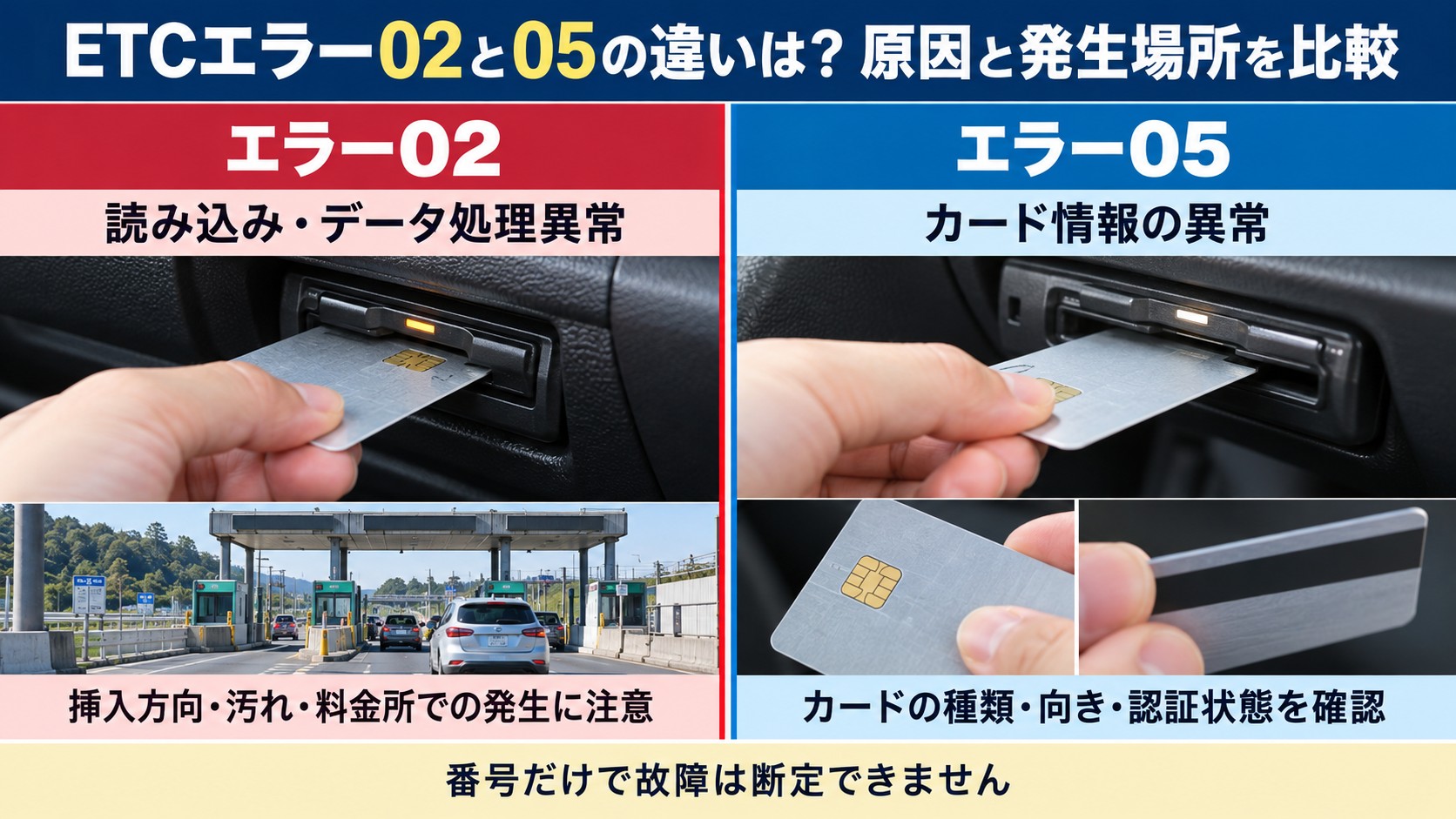 ETCエラー02と05の違いは?原因と発生場所を比較