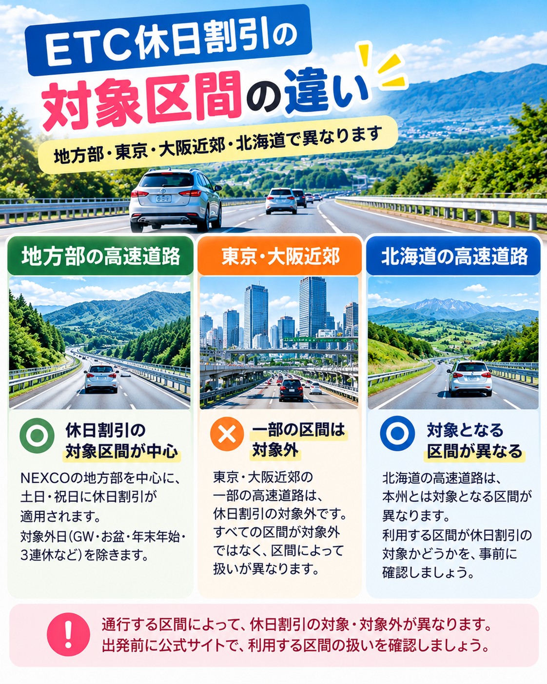 地方部と東京・大阪近郊、北海道の違い
