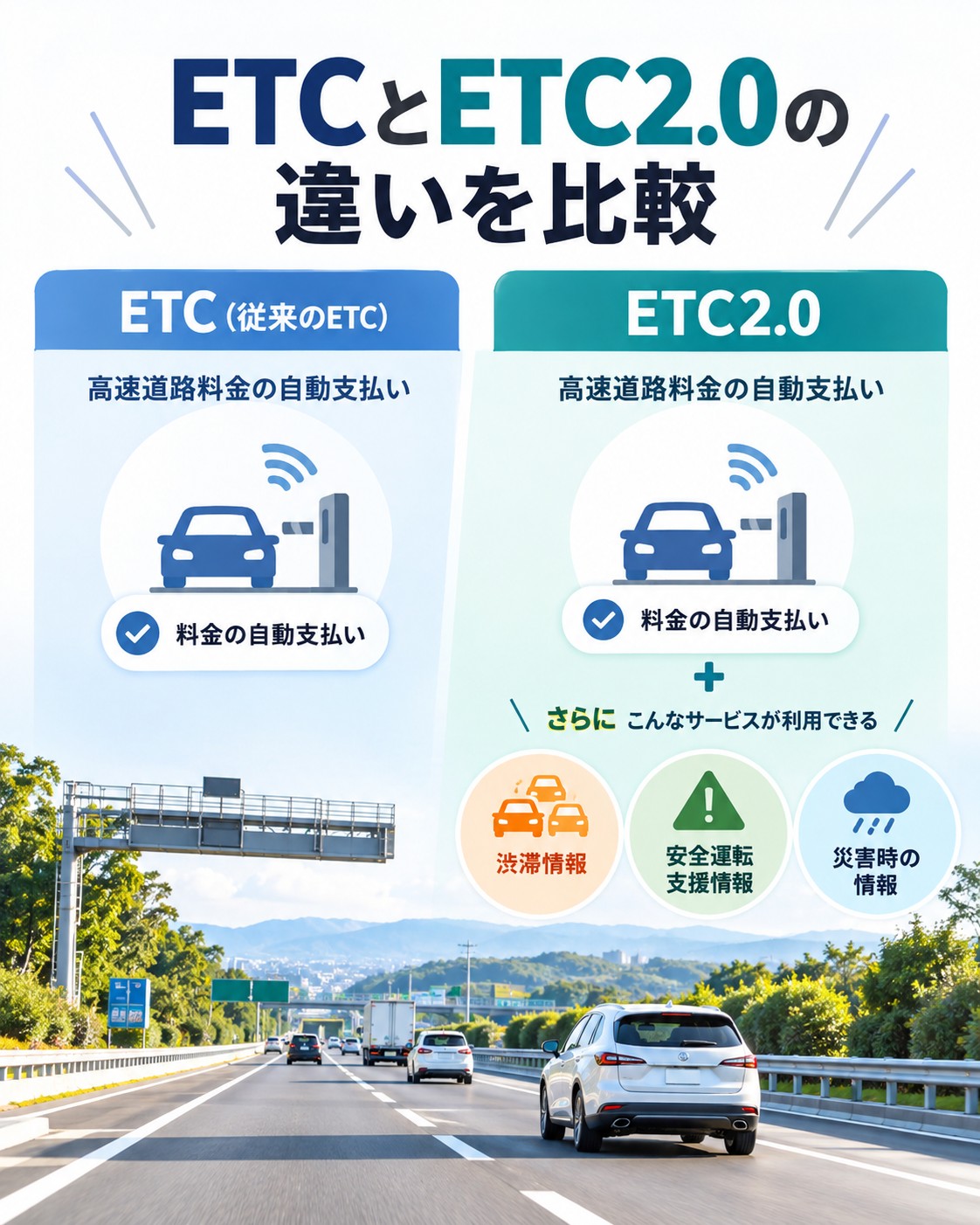 ETC1.0とETC2.0の違いが分かる比較表