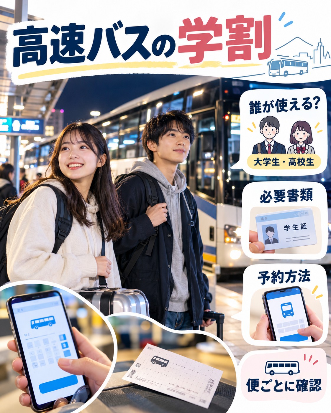 夜行バス・高速バスの学割は誰が使える？