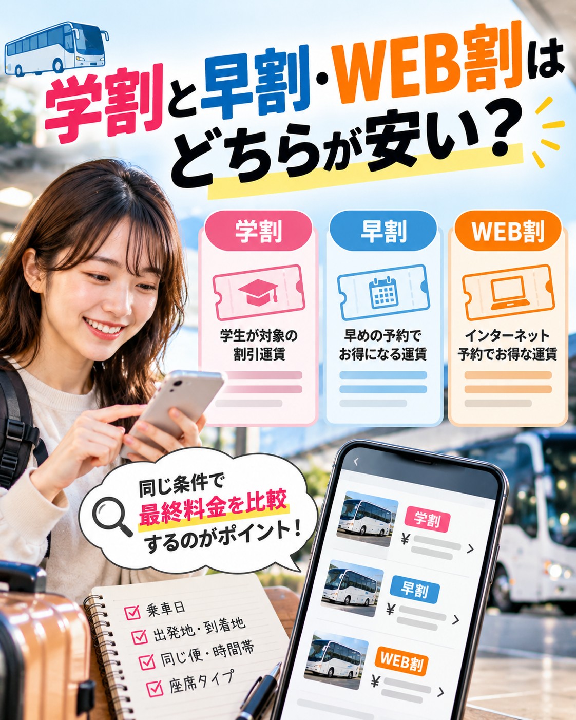 学割と早割・WEB割はどちらが安い？
