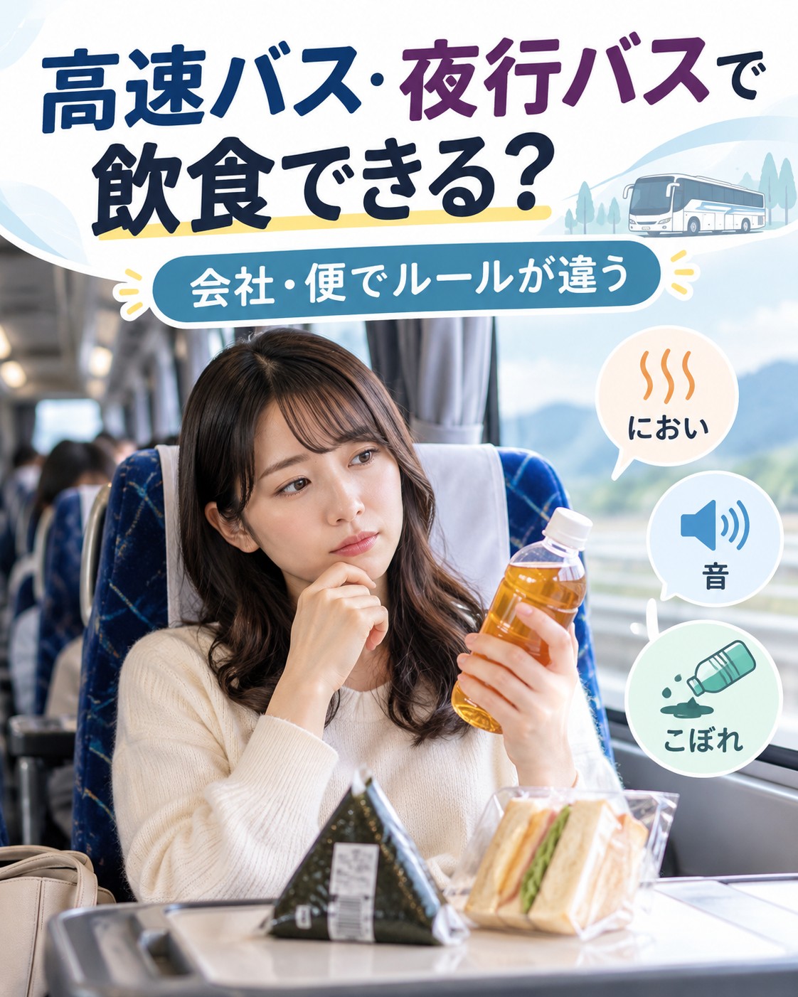 高速バス・夜行バスは飲食できる?
