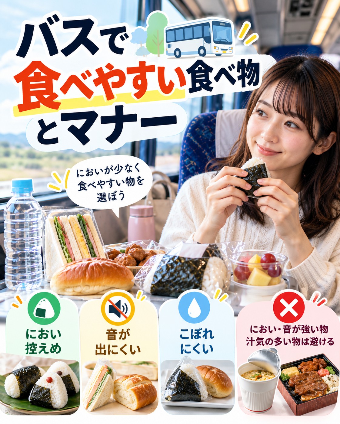 バスで食べやすい食べ物とマナー