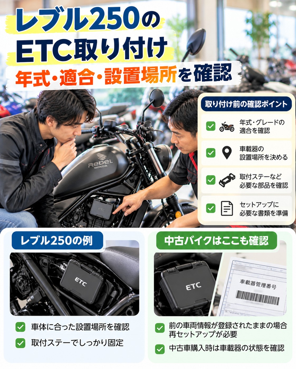 バイクETCの取り付け費用とセットアップ｜ポータブル式は使える