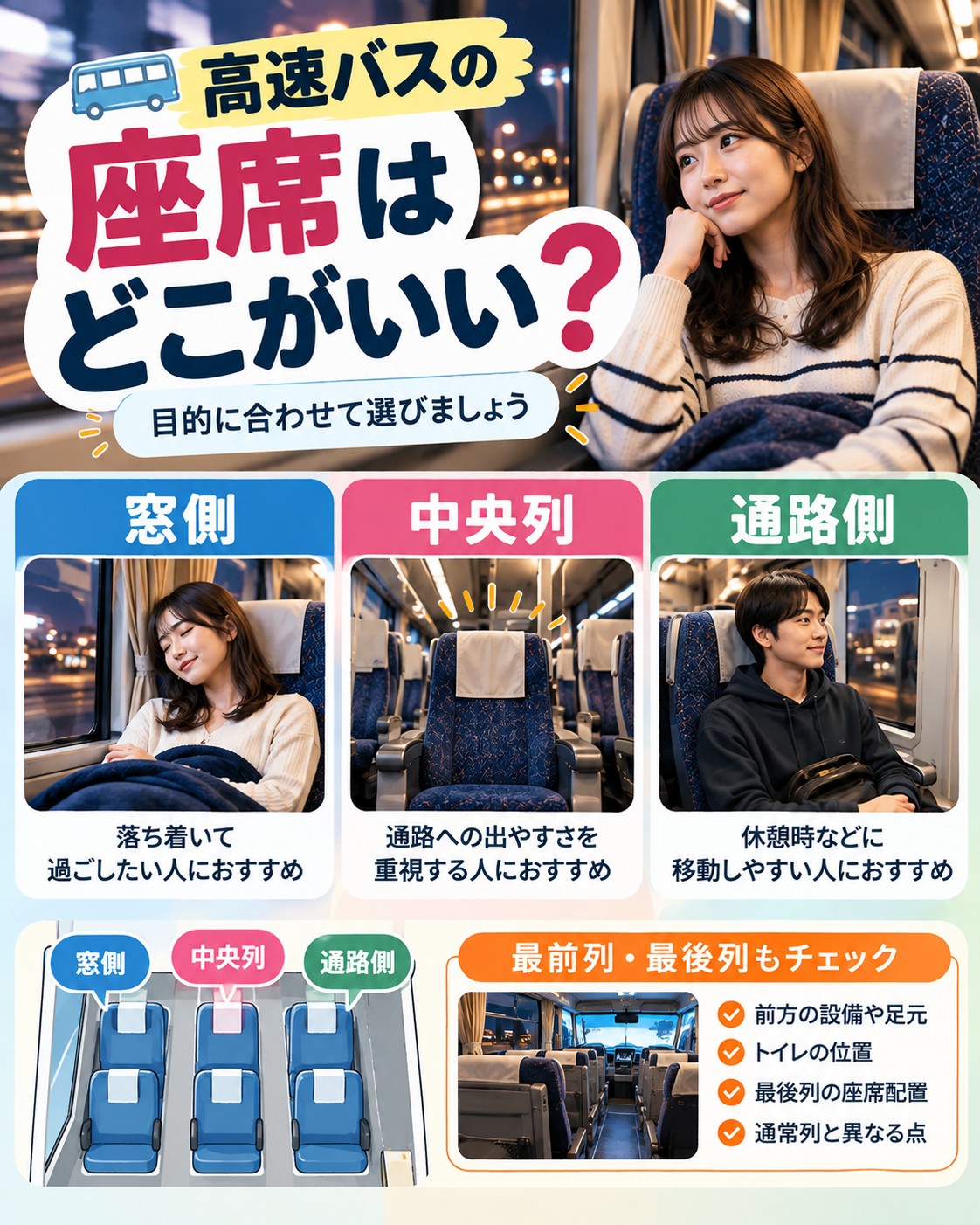 高速バスの座席はどこがいい？